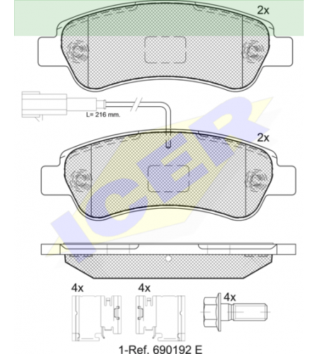 ΔΙΣΚΟΦΡΕΝΑ ICER CITROEN JUMPER 24465 ΜΕ ΚΑΛΩΔΙΟ