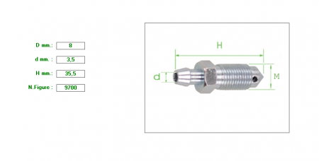 Bleeder Screw  M8 X 1.25 X 35.5   SW9