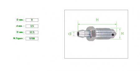 Bleeder Screw M8 X 1.25 X 32.5    SW9