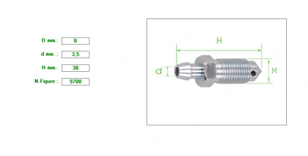 Bleeder Screw M8 X 1.25 X 38   SW9