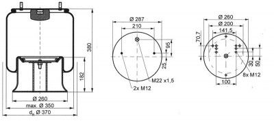 ΑΕΡΟΦΟΥΣΚΑ SAF SCHMITZ 1D28F-3 ΜΕ  ΜΕΤΑΛΛΙΚΗ ΒΑΣΗ