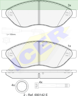 BRAKE PADS ICER FIAT DUCATO 24468 WITH 1 SENSOR