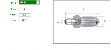 Bleeder Screw M8 SW9 8 X 1mm X 26.5