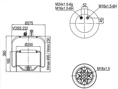 AIR SPRING  4390NP02 2 PORTS