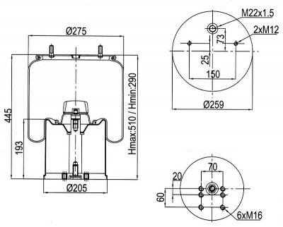 AIR SPRING  941MBK BPW30 0542943200 METALLIC