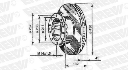 BRAKE DISC ERREVI MERCEDES ACTROS 9424212112